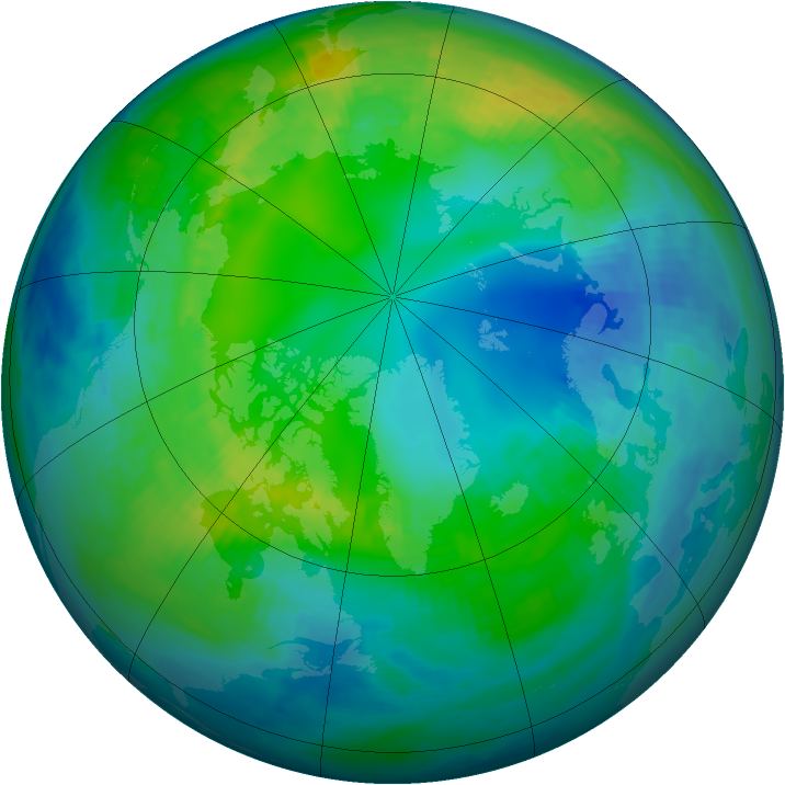Arctic ozone map for 01 November 1989